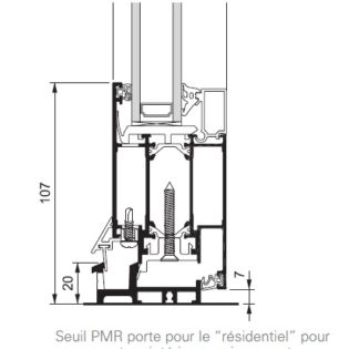 Coupe technique Porte aluminium Grand traffic SOLEAL 55